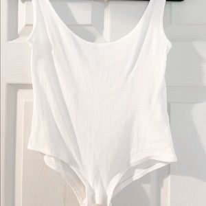 White Ribbed Bodysuit